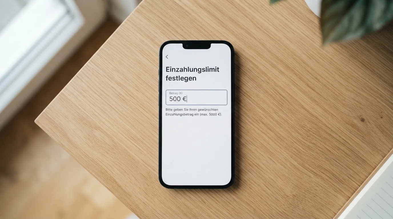 Bildschirmausschnitt eines Formulars zur Festlegung eines Einzahlungslimits.