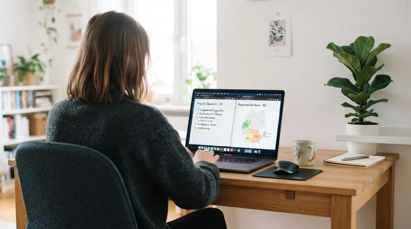 Zwei nebeneinander geöffnete Browser-Tabs auf einem Laptop-Bildschirm.